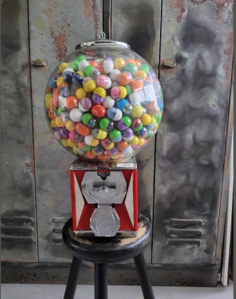 Draaiautomaat retro capsule automaat kauwgombalautomaat rond, Verzamelen, Ophalen, Zo goed als nieuw
