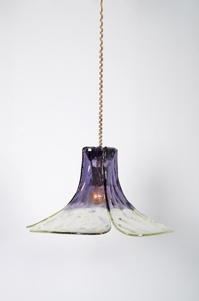 Kalmar ijsglas Tulp hanglamp van Carlo Nason, Gebruikt, Ophalen of Verzenden, Glas, Italiaans design, vintage