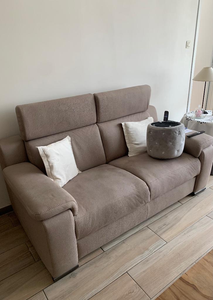 Zetel 2+1 zit taupe, Huis en Inrichting, Zetels | Zetels, Ophalen, Kunststof, 150 tot 200 cm, Tweepersoons