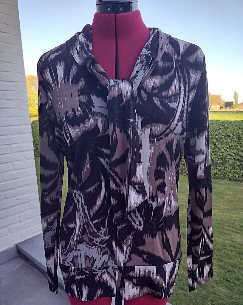 Blouse à col écharpe San Martino, blanche 46 - EU 40/42, Comme neuf, Brun, Envoi, Taille 42/44 (L)