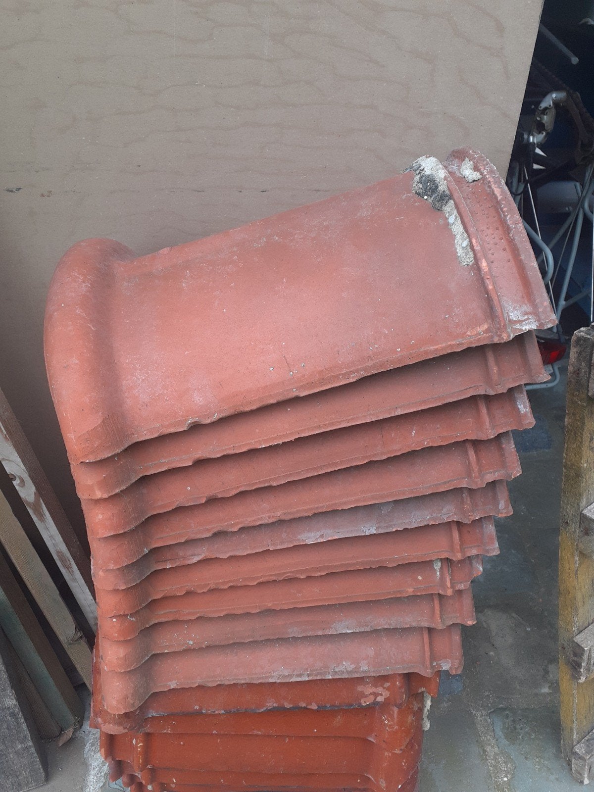 Nokpannen,totaal 9 stuks=3lm, Doe-het-zelf en Bouw, Dakpannen en Dakbedekking, Ophalen, Gebruikt, Rood