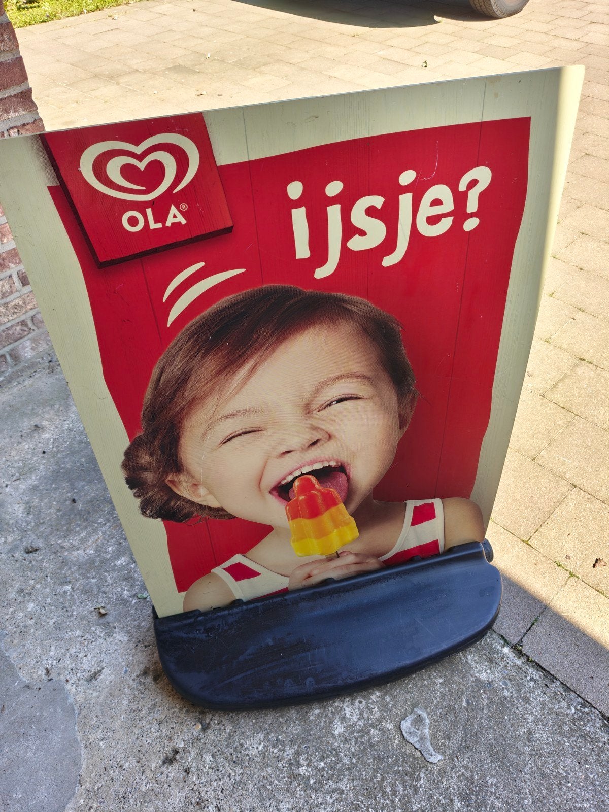 Reclamebord ijsje Ola, Collections, Marques & Objets publicitaires, Enlèvement, Panneau publicitaire