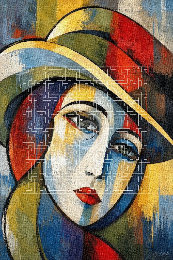 Cadre abstrait sur toile acrylique "Fragments d'âme" 75x50cm, Antiquités & Art, Art | Peinture | Classique, Portrait ou Personnes