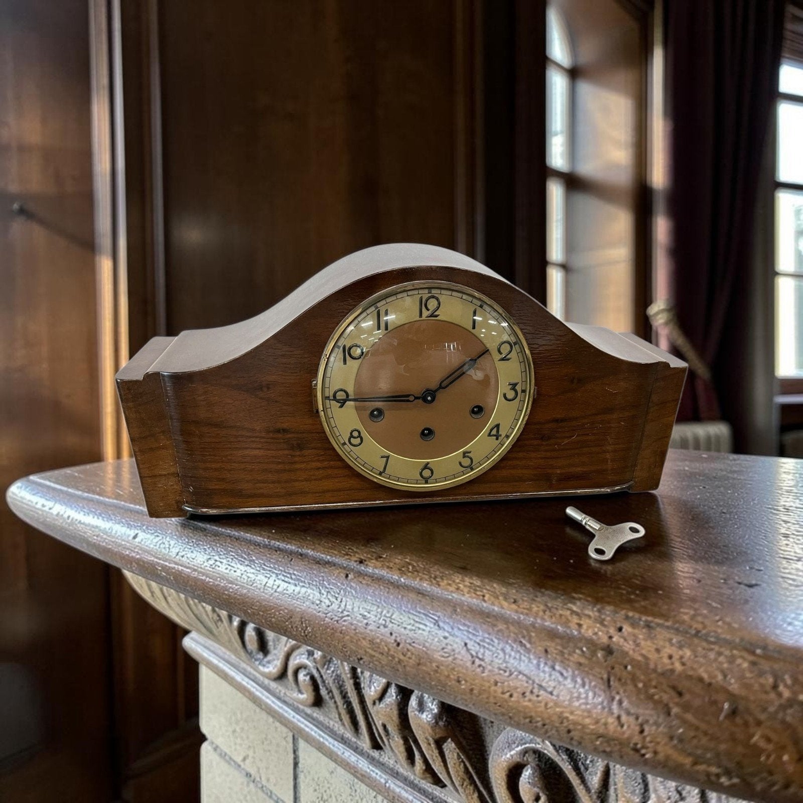 Horloge vintage en bois avec montre Westminster, Antiquités & Art, Enlèvement ou Envoi
