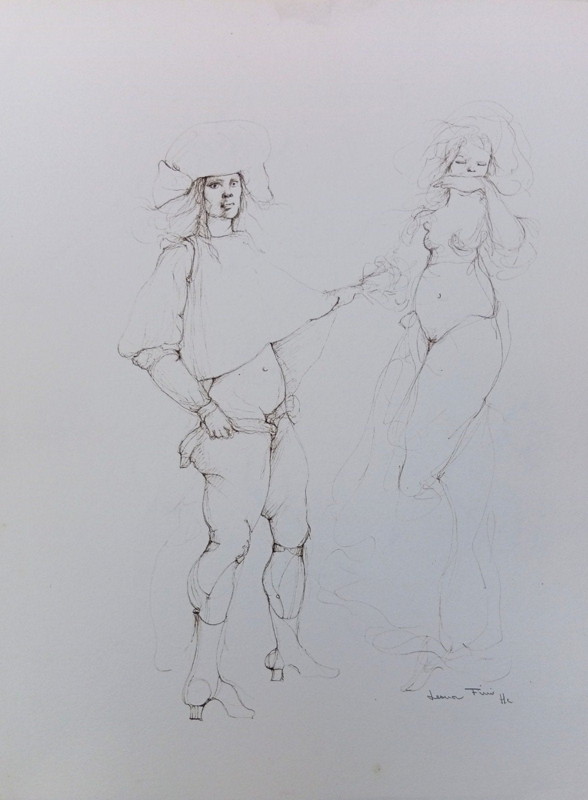 curiosa par Léonor Fini. Gravure ancienne signée, Collections, Cartes de naissance & Cartes de visite, Enlèvement ou Envoi
