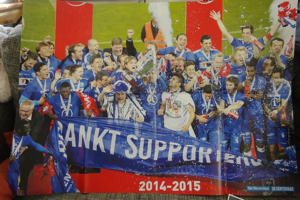 poster AA Gent kampioen, Verzamelen, Ophalen, Deurposter of groter, Rechthoekig Liggend, Nieuw