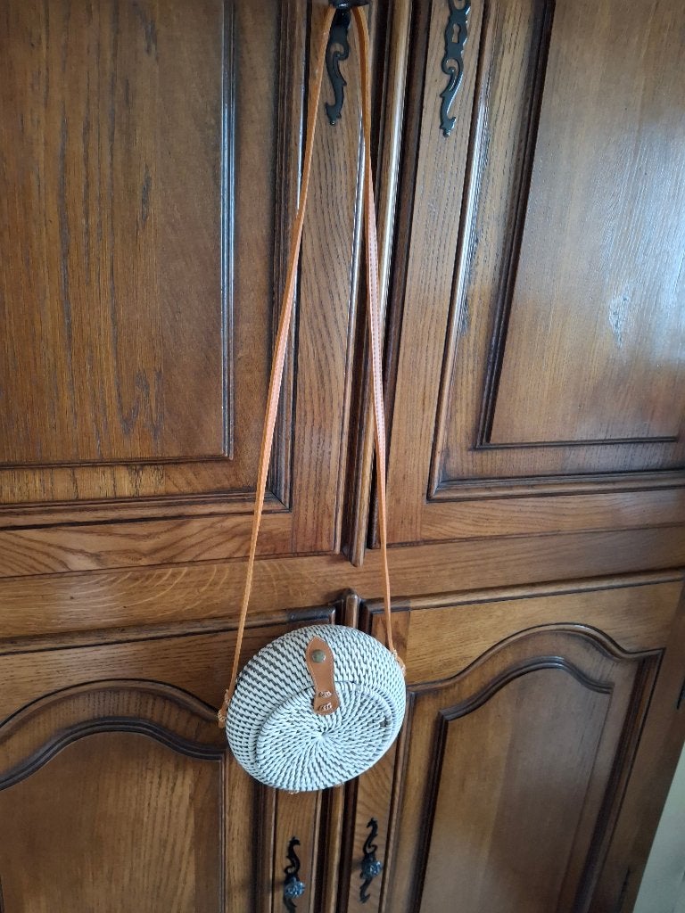 Rond hardcase tasje rotan, Ophalen of Verzenden, Nieuw, Wit, Schoudertasje