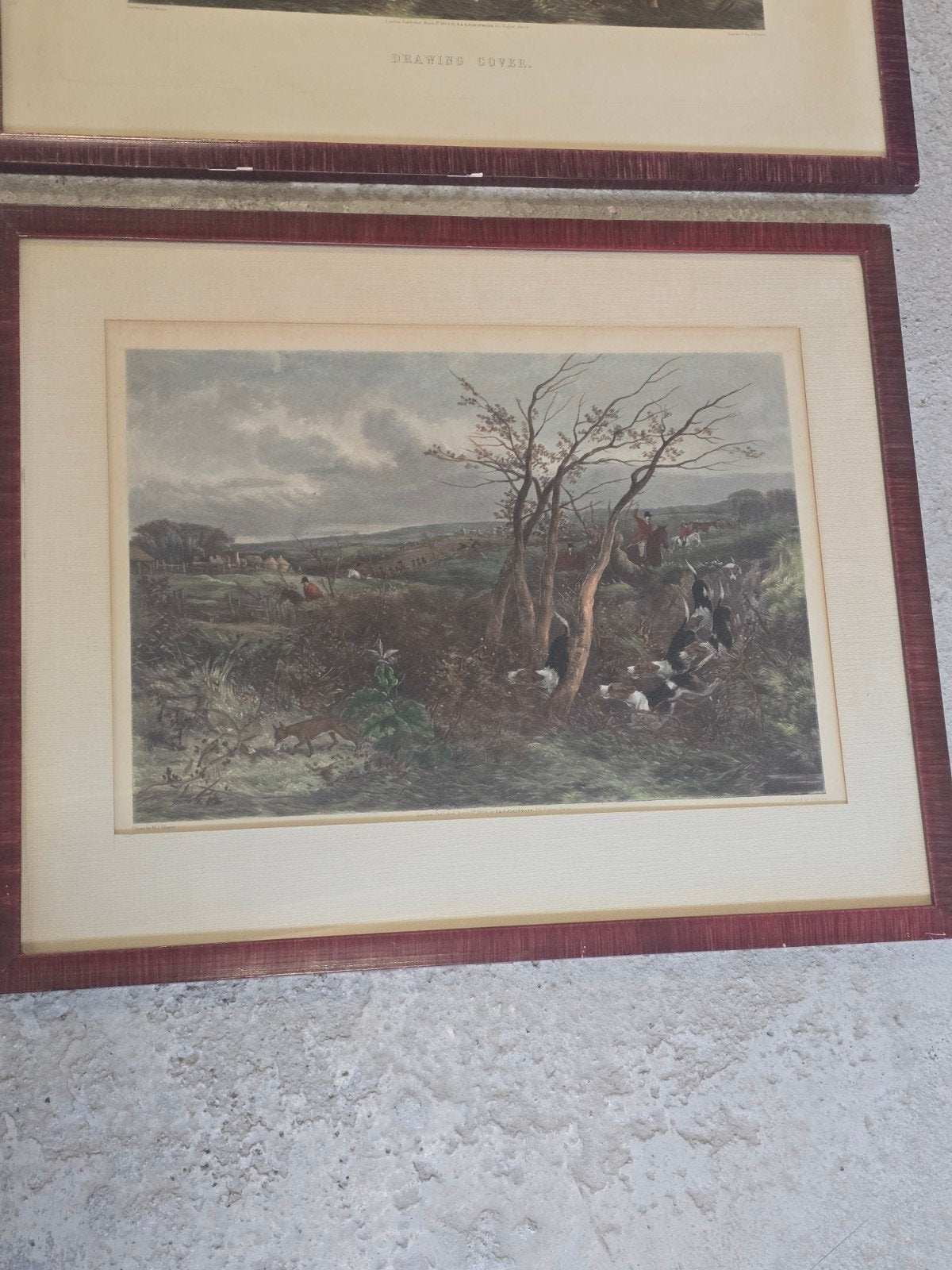 gravures anciennes de chasse au renard, Enlèvement, Paysage, Gravure