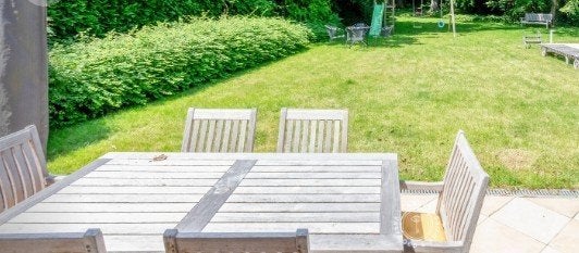 Teak tuintafel met 4 stoelen en 2 armstoelen, Tuin en Terras, Ophalen, Gebruikt