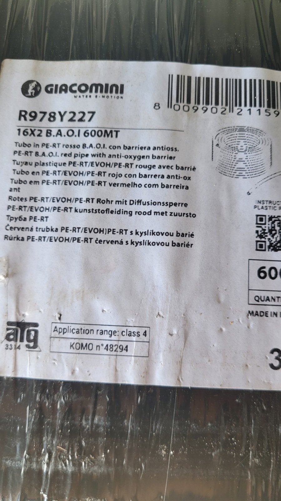 Av tuyau pour chauffage en sol 60 m, Enlèvement