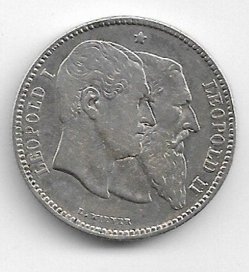 Belgique : 2 francs 1830/1880 dans Beautiful = Morin 190, Monnaie en vrac, Argent, Argent, Envoi