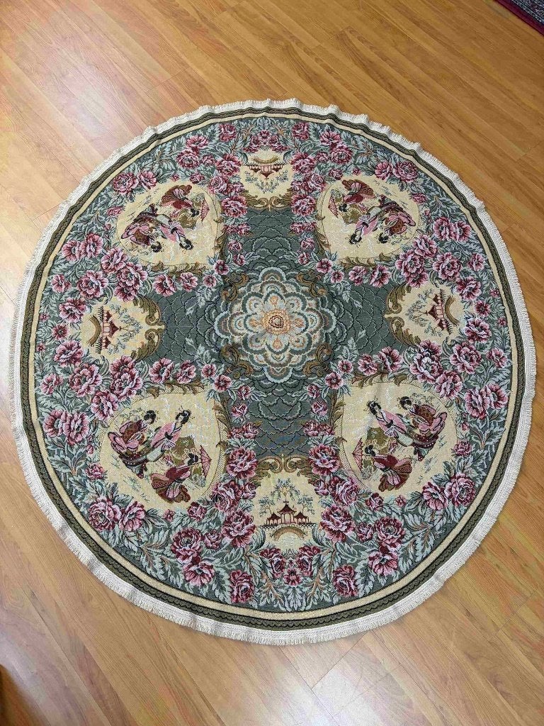 Nappe vintage avec une scène japonaise ovale 160/140 cm, Nappe, Enlèvement ou Envoi, Utilisé, Multicolore