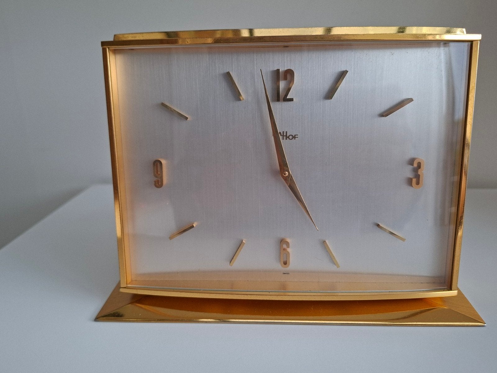 1950- 1960 IMHOF Zwitserse bureauklok met 8 dagen, Antiek en Kunst, Ophalen of Verzenden