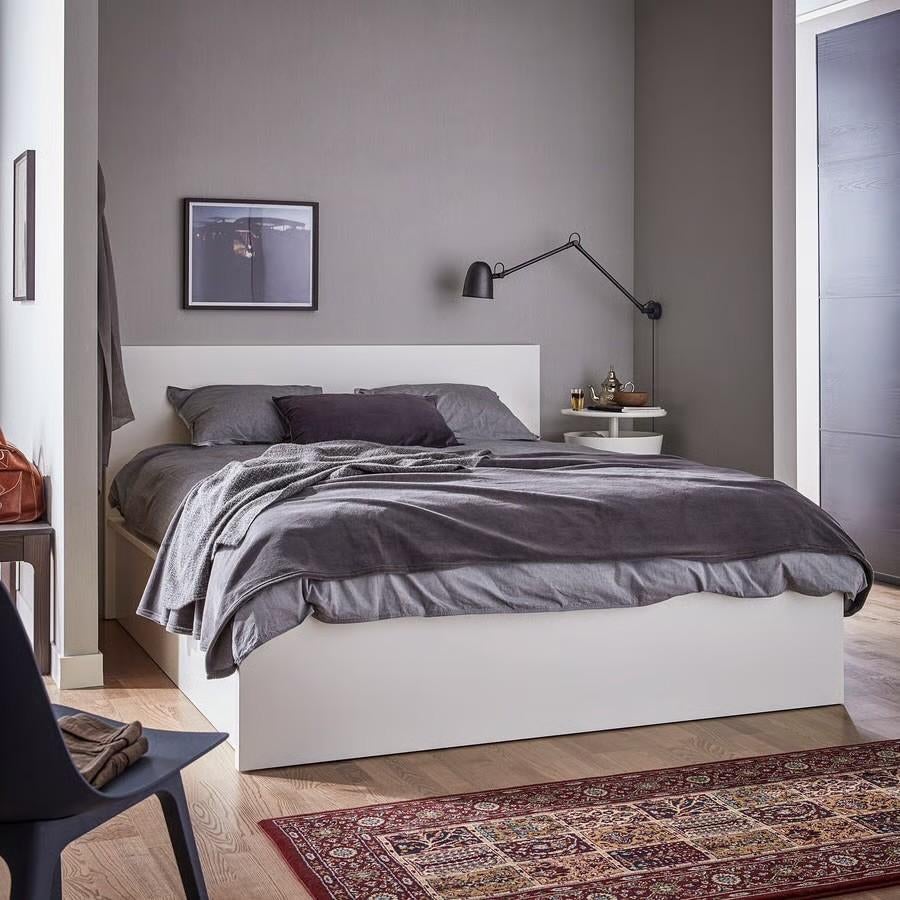 IKEA MALM bed 140x200 met opbergruimte + matras - nieuwstaat, Ophalen, Wit, Tweepersoons, 140 cm