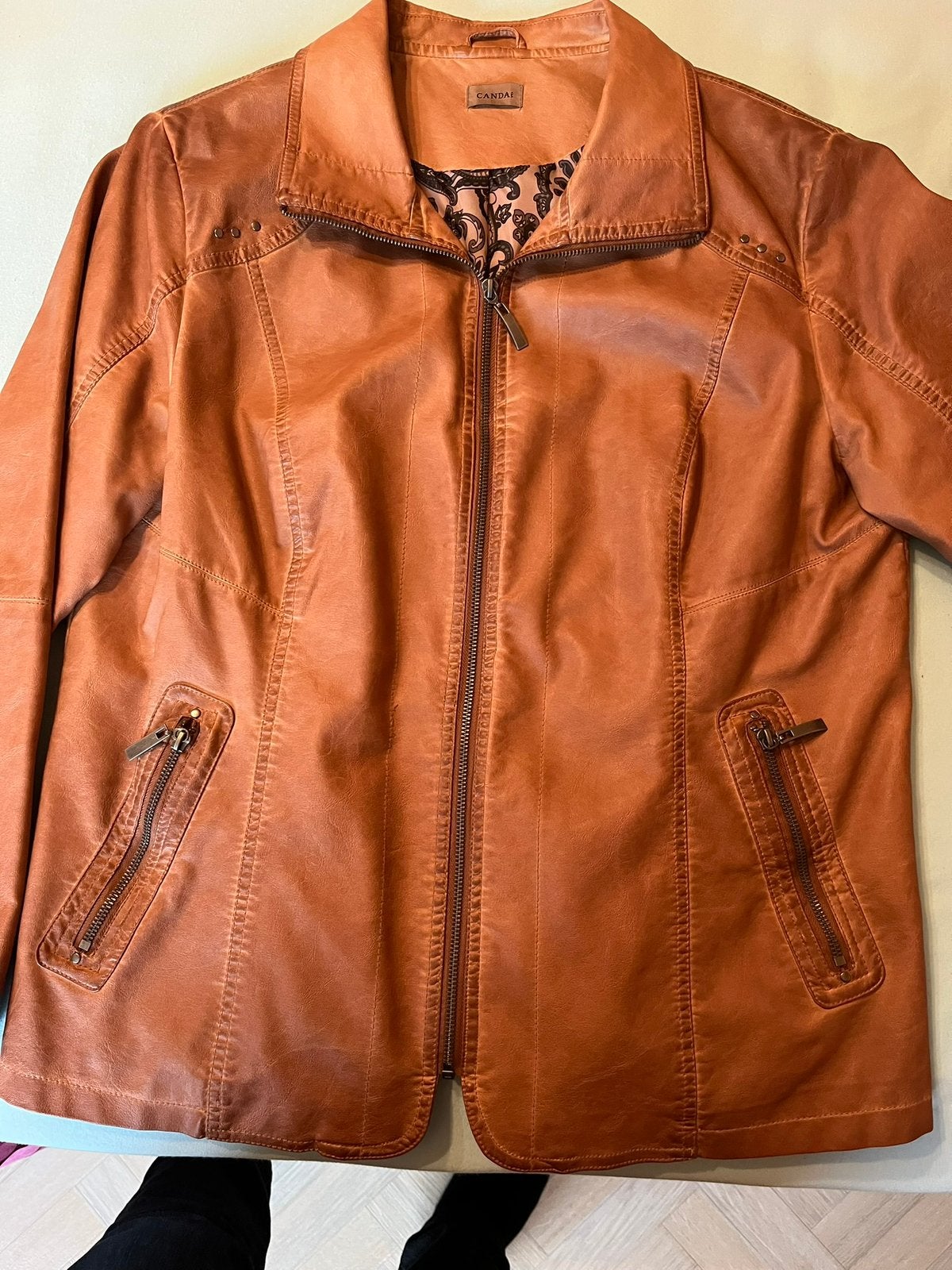 Veste marron imitation cuir. 46/48, Ophalen, Gedragen, Maat 46/48 (XL) of groter, Bruin