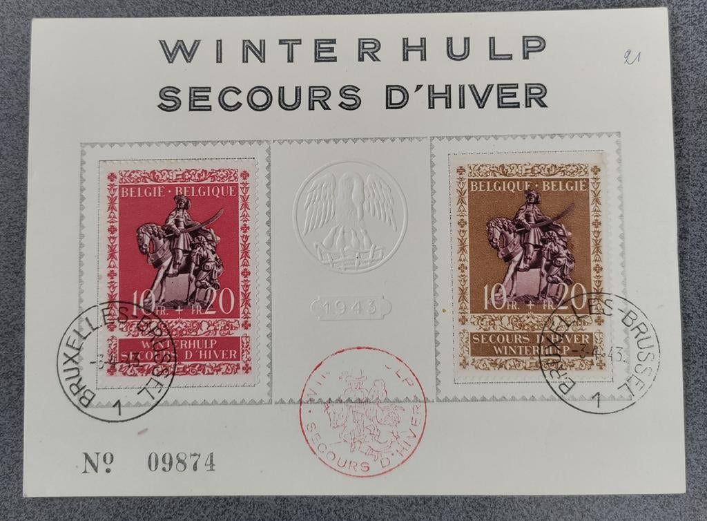 2 stuks Postzegels Brussel WHW Winterhulp 1943 elite, Verzamelen, Ophalen of Verzenden, Overige soorten, Overige typen