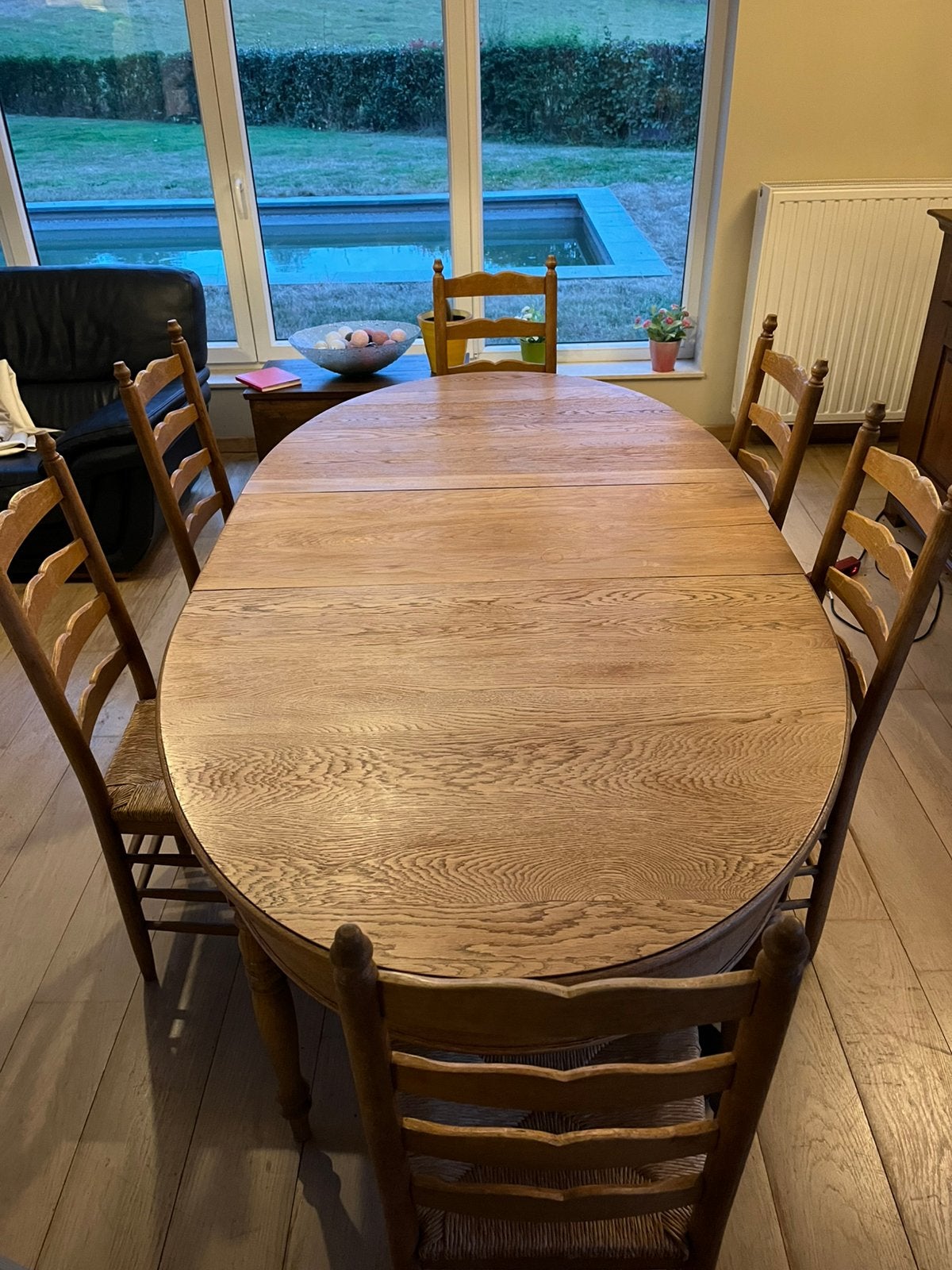 Table a rallonge chene 110x210 cm + 6 chaises, Maison & Meubles, Enlèvement, Utilisé, 6 à 8 chaises
