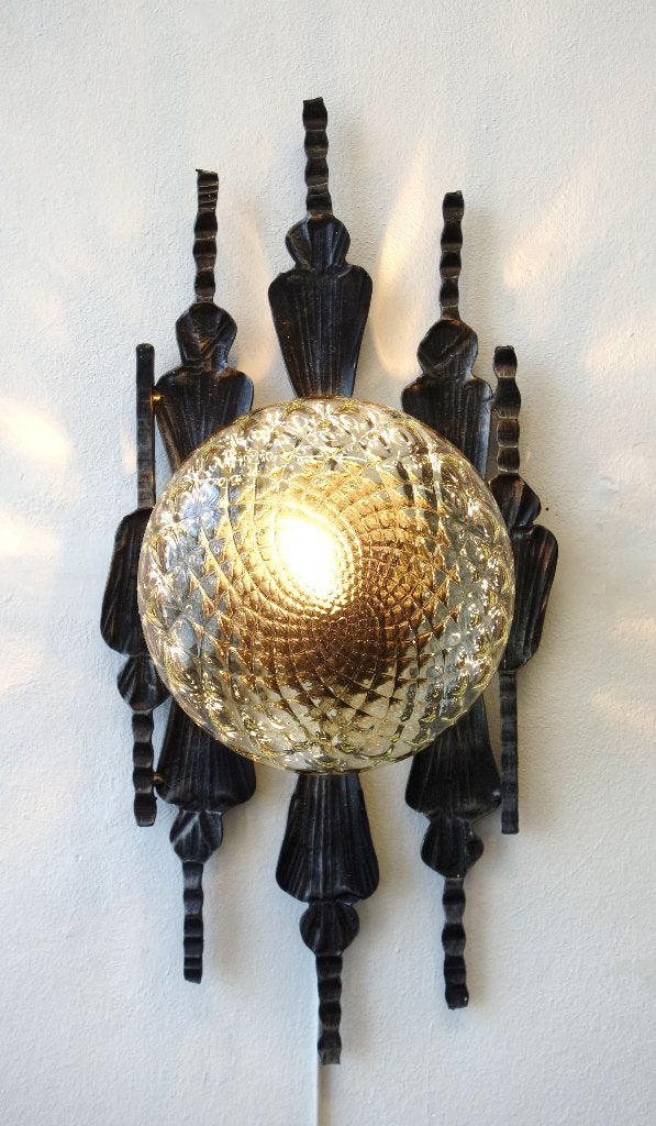 Vintage brutalist wandlamp 1 van 4 Murano 60's Zweeds design, Huis en Inrichting, Ophalen of Verzenden, Gebruikt, Glas