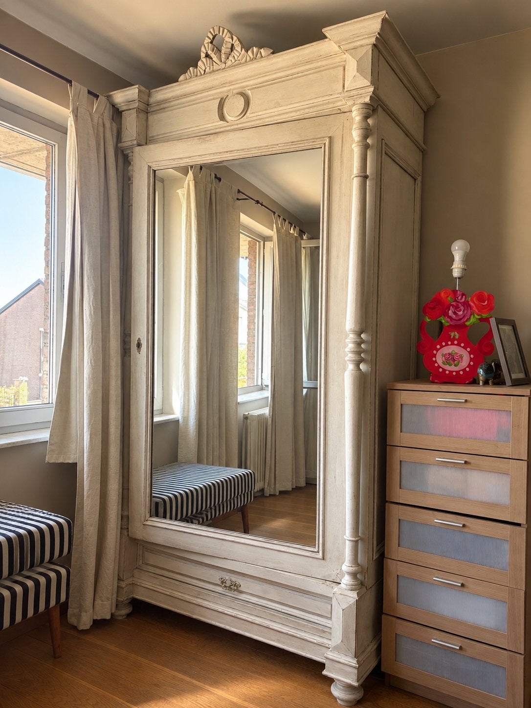 Kleding kast/ antieke spiegelkast, Huis en Inrichting, Ophalen, Gebruikt