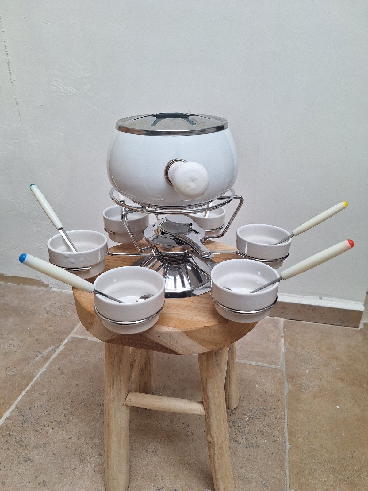 22 delig Fondueset incl. 6 fondueborden, Electroménager, Fondue, Enlèvement, Utilisé, Brûleur, Service à fondue