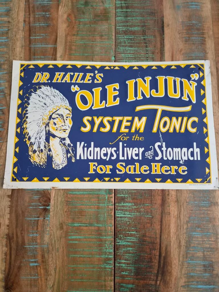 Vintage tonic reclamebord metaal jaren 1900, Ophalen, Reclamebord