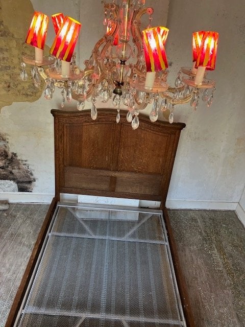 OUD HOUTEN BED TWIJFELAAR B: 120, Huis en Inrichting, Slaapkamer | Bedden, Ophalen, Gebruikt, Bruin, Twijfelaar