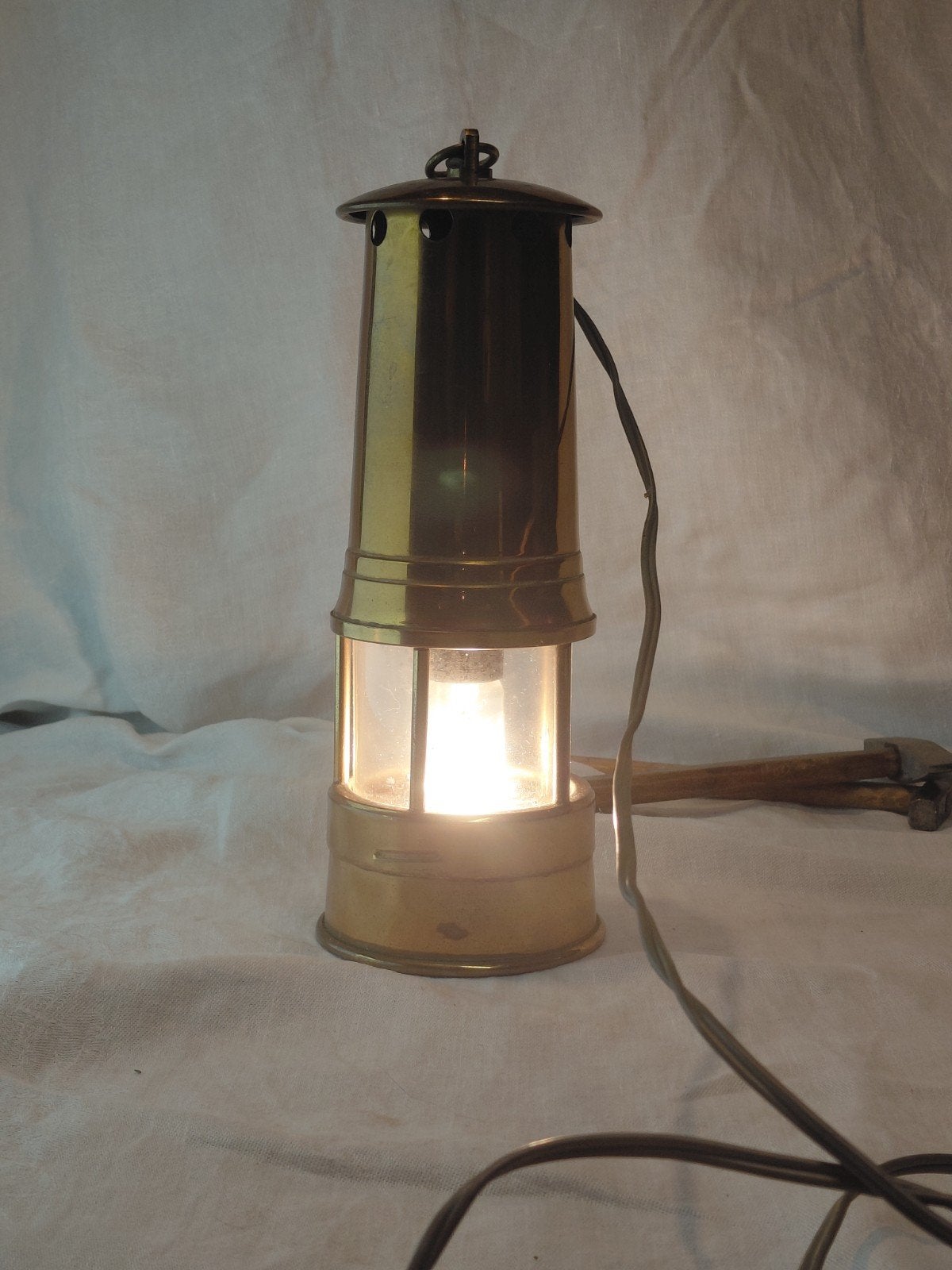 Authentique lampe de mineur ancienne Mecap en laiton massif, Antiquités & Art, Enlèvement