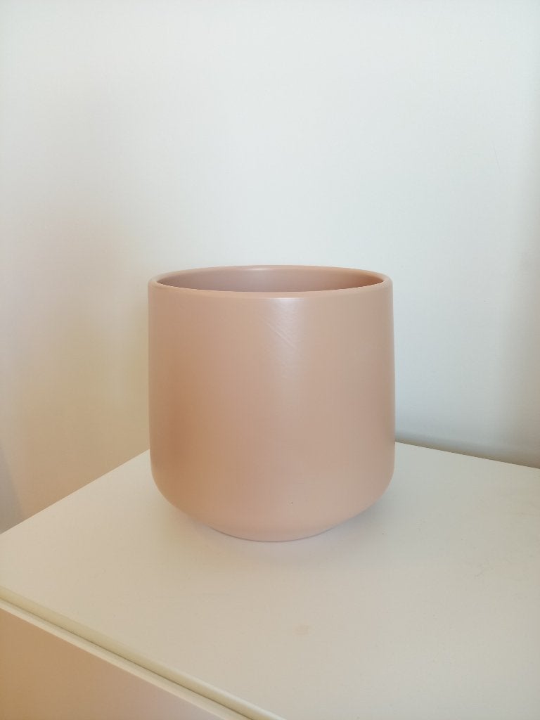 Lichtroze stenen bloempot, Tuin en Terras, Bloempotten, Ophalen, Steen, Binnen, Zo goed als nieuw