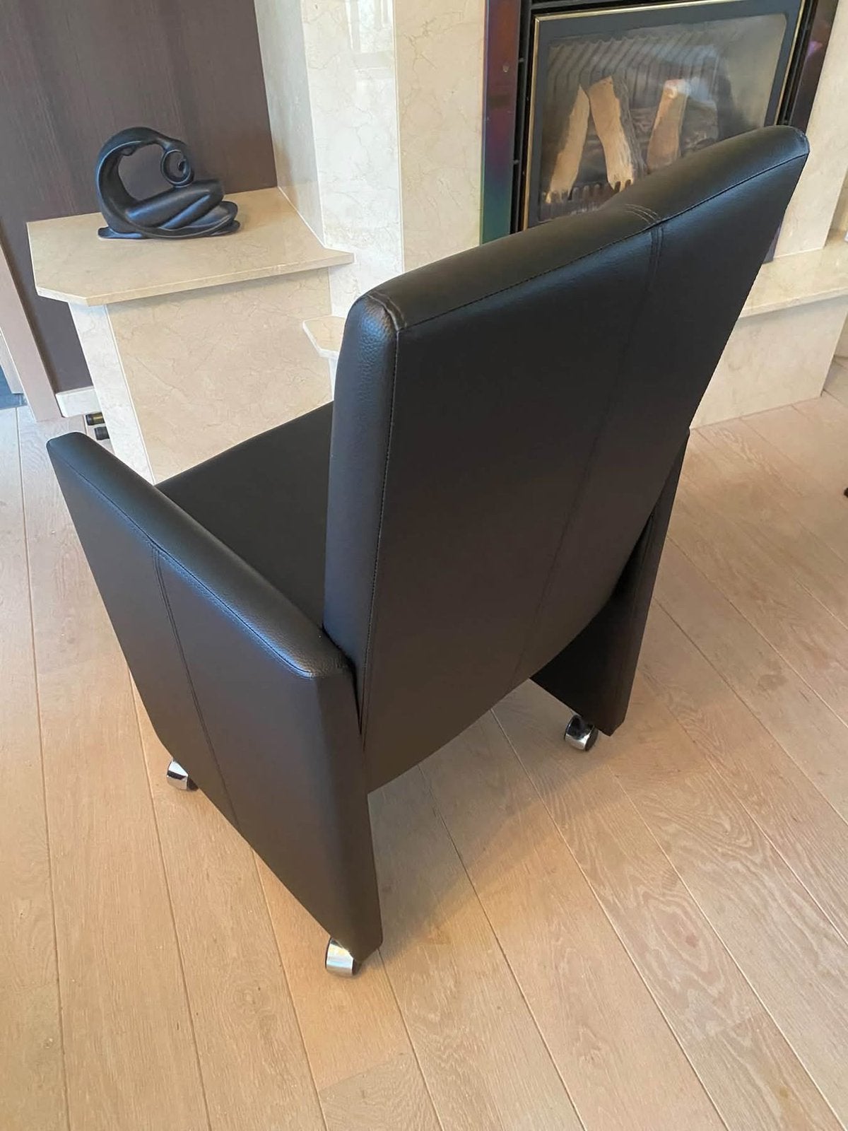 4 zetelstoelen, Huis en Inrichting, Ophalen, Zwart, Leer, Zo goed als nieuw
