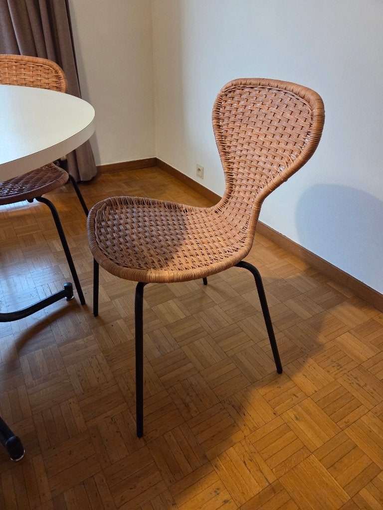 4 Stoelen, Huis en Inrichting, Stoelen, Ophalen, Bruin, Riet of Rotan, Zo goed als nieuw