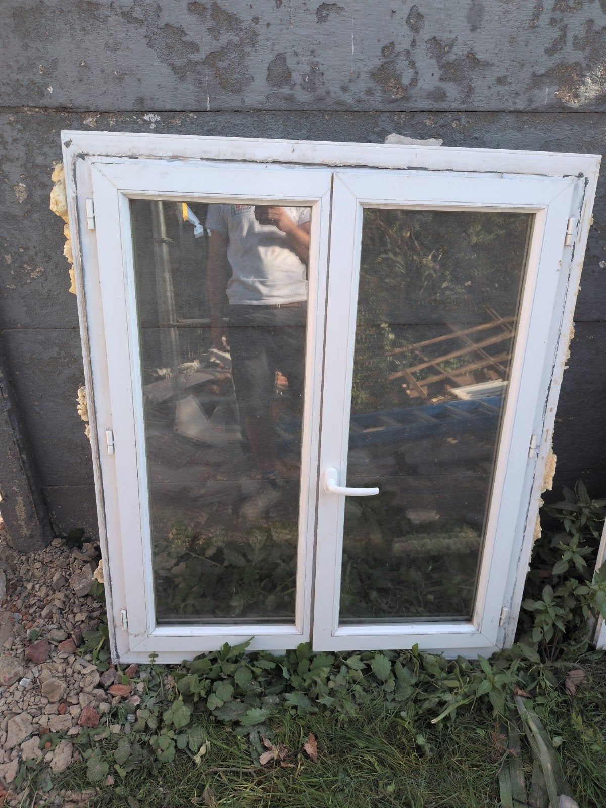 wit raam PVC dubbel glas 112x130(LxH), Ophalen, Gebruikt