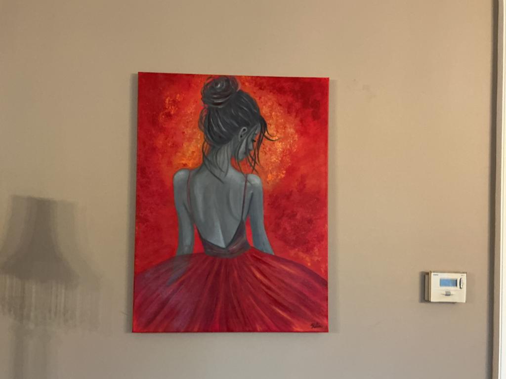 Origineel schilderij “scarlet silence” 60 x 80 cm, Ophalen of Verzenden