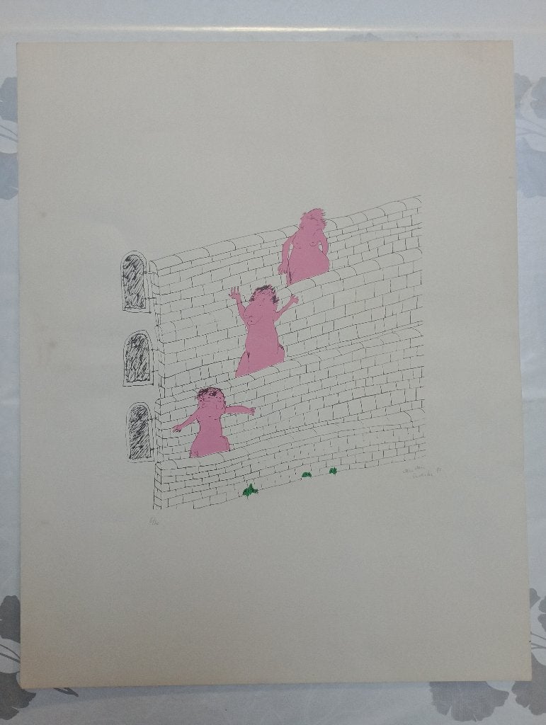 Zeefdruk gesigneerd Van den Broeck 1971 (6-30) ,67x61, B68, Ingelijst, Ophalen of Verzenden, Zeefdruk