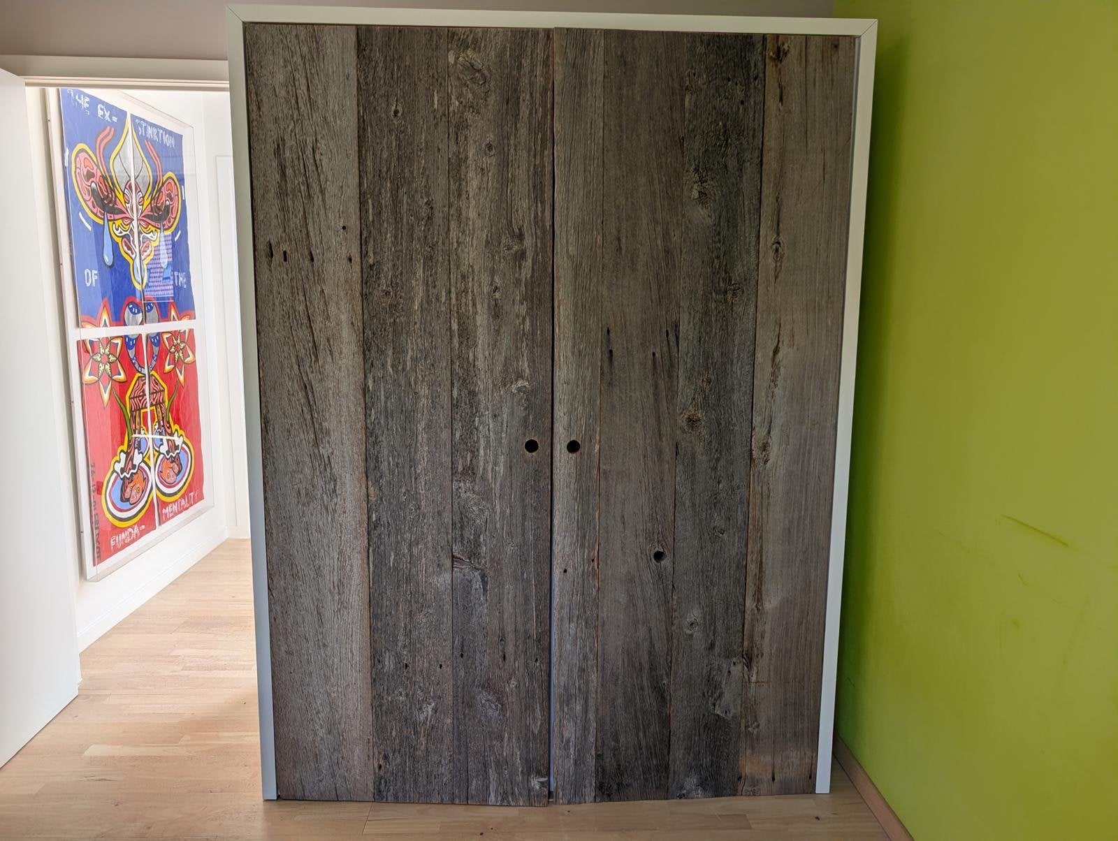 IKEA kleerkast met steigerhouten deuren, Ophalen, Zo goed als nieuw
