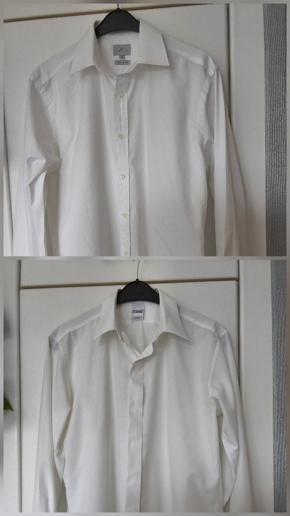 2 Chemises blanches cérémonie boutons manchettes T. L. (42), Vêtements | Hommes, Tour de cou 41/42 (L), Enlèvement ou Envoi, BECO  / CYRILLYS