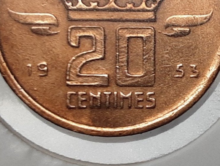 België - 20 cent - 1953 FR. (Ref 060), Ophalen of Verzenden, Metaal, Losse munt
