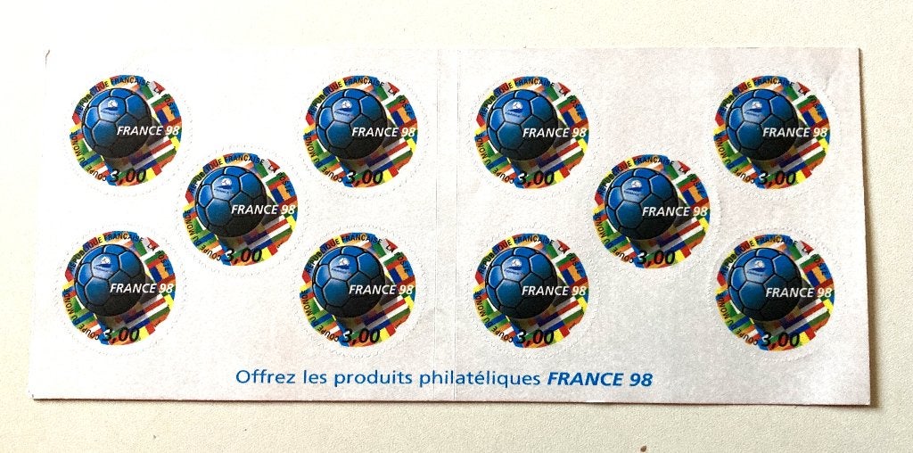 Wereldbeker voetbal 98 - Frankrijk - Vel met 10 postzegels, Ophalen, Nieuw