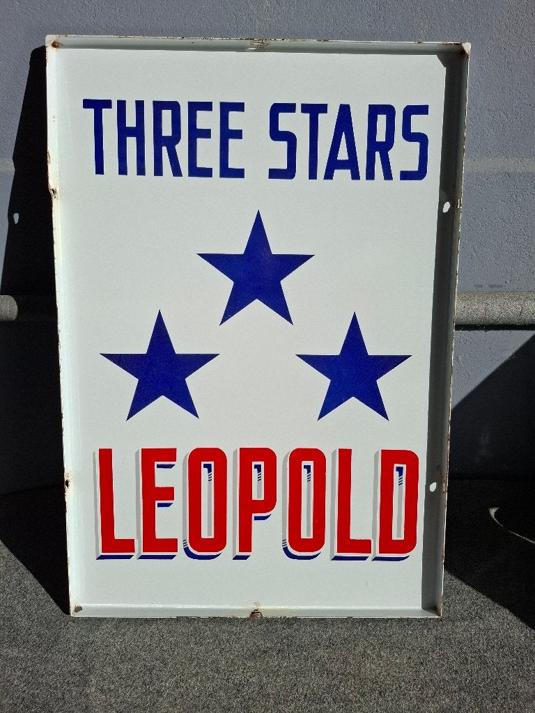 plaque émaillée LEOPOLD 3 Stars - 1959, Collections, Enlèvement, Comme neuf, Panneau, Plaque ou Plaquette publicitaire