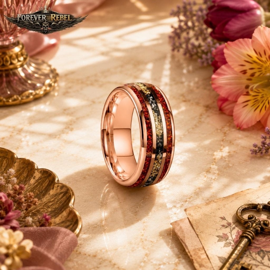 Wolfraam Trouwringen - Nerion Goldspark Rosé Diverse Maten, Bijoux, Sacs & Beauté, Bagues, Femme ou Homme, Envoi, Neuf, Rouge