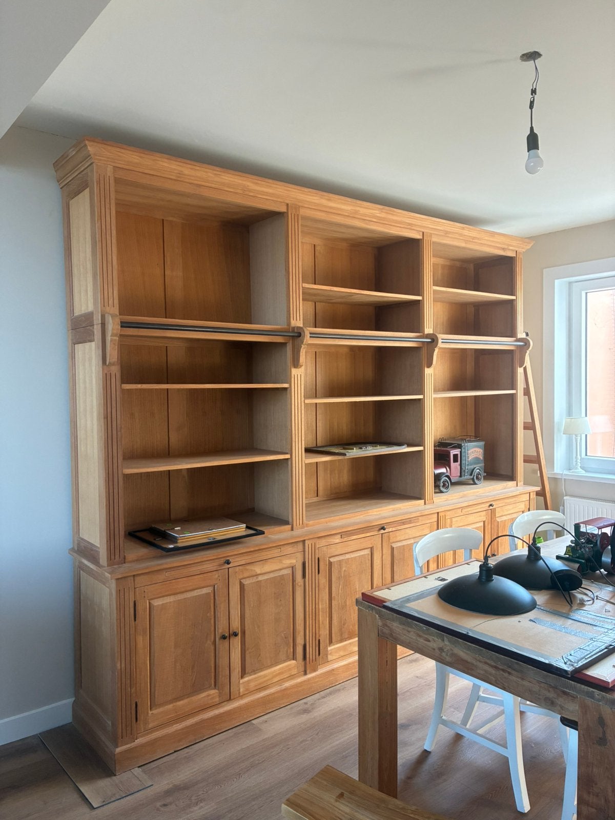 Landelijke bibliotheekkast teak, Ophalen, Met deur(en), 200 cm of meer, Teakhout