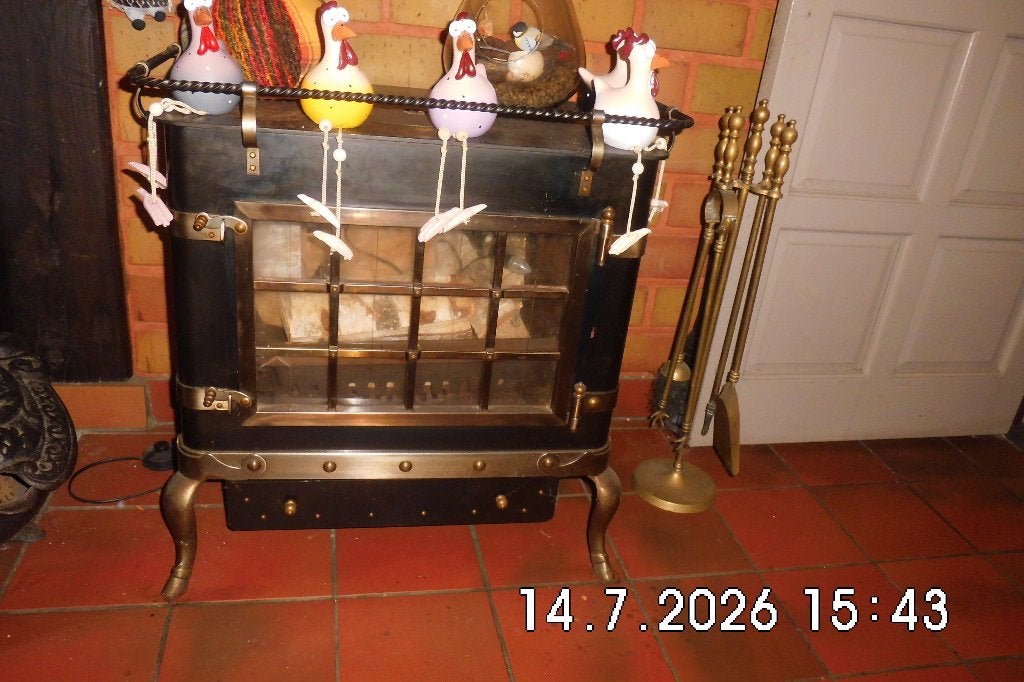 retro kachel met binnen verlichting  en samen met koolpan, Ophalen, Zo goed als nieuw