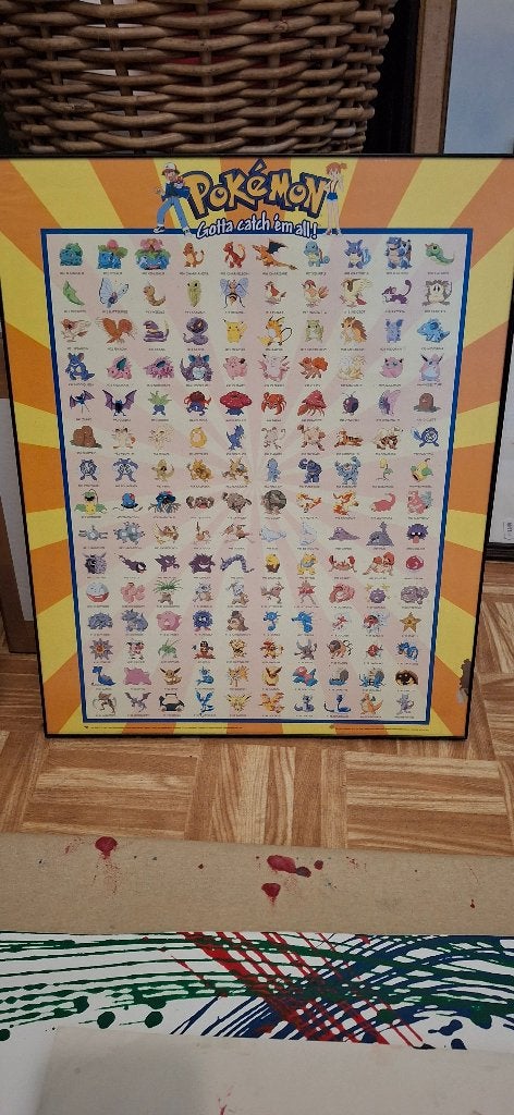 Originele Pokémon Gen 1-poster uit 1999, Hobby en Vrije tijd, Ophalen, Zo goed als nieuw, Boek of Catalogus, Foil
