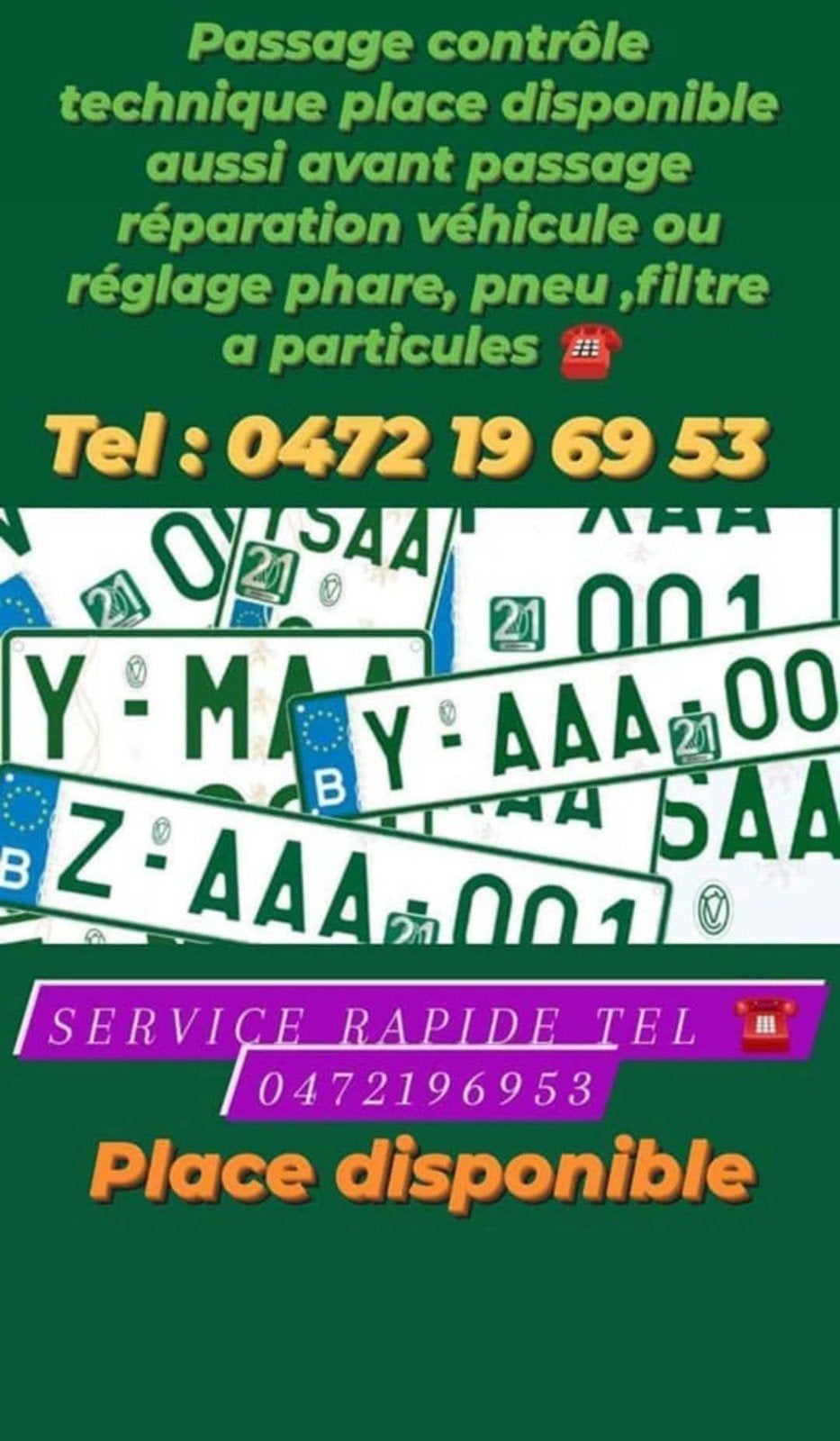 Passage contrôle technique tel 0472196953