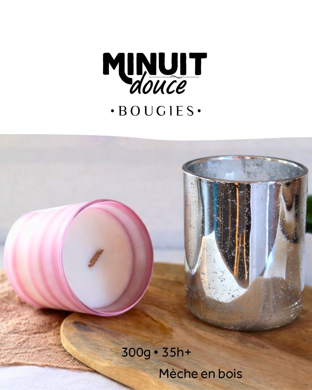 Bougies parfumées artisanales Opalines roses ou argentées, Overige merken, Roze, Kaars, Ophalen