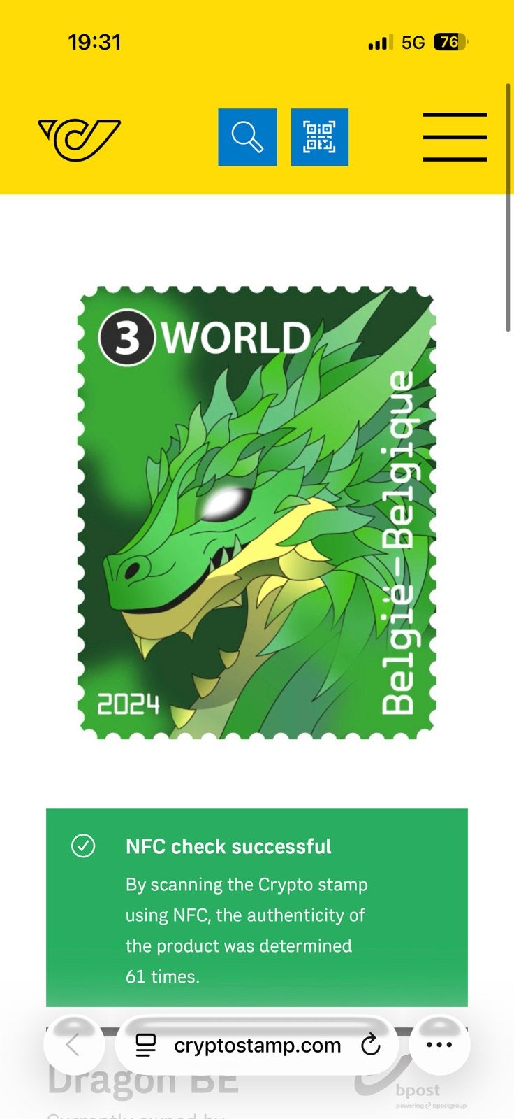 Crypto stamp zegel -> Groene kleur!, Enlèvement