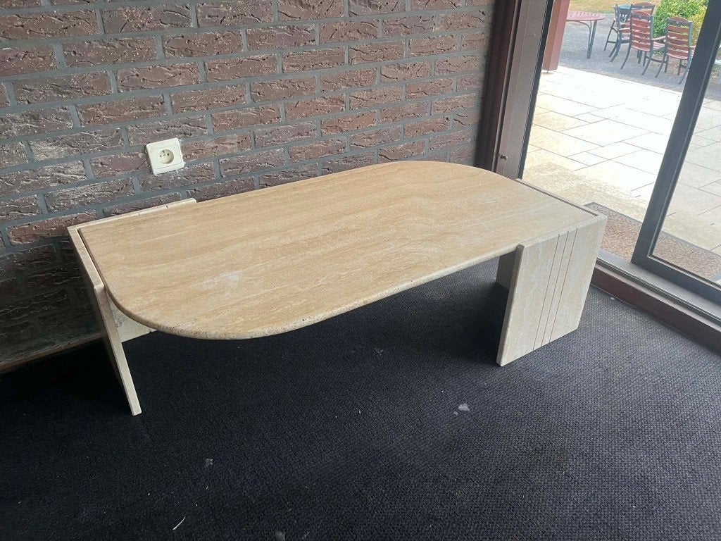 Table basse en travertin en forme de larme, Enlèvement ou Envoi