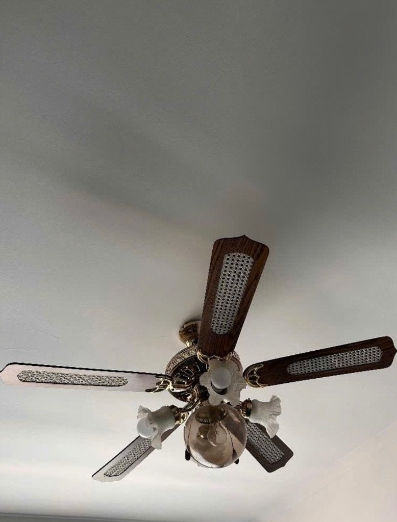 Mooie grote plafondlamp met ventilator japandi, Huis en Inrichting, Ophalen, Zo goed als nieuw, Glas, Japandi