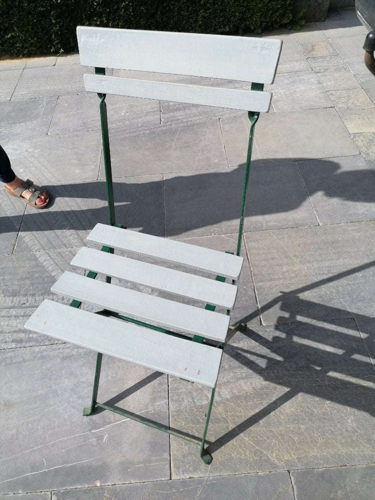 Véritable chaises de bistrot en fer pliables d'époque année, Enlèvement, Comme neuf, Métal, Pliant