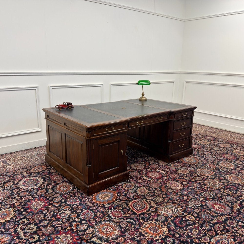 Groot Klassiek Engels Chesterfield Bureau Partnerdesk, Enlèvement ou Envoi