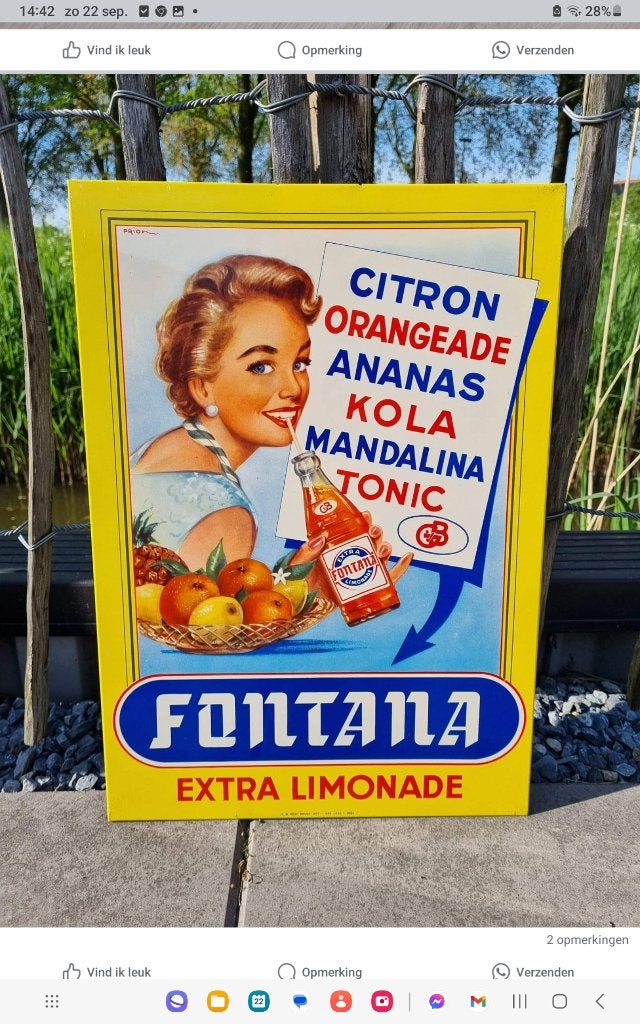 Vintage reclameborden 1958 Meirsonne brouwerij, Ophalen of Verzenden, Zo goed als nieuw, Reclamebord